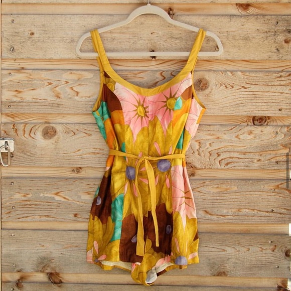VTG 50s Kamehameha Miss Hawaii Tropical Floral Romper...